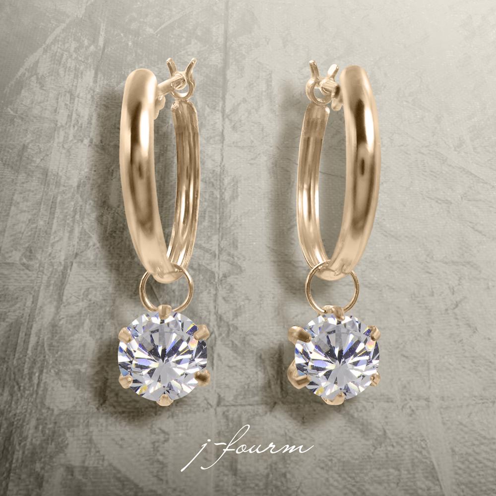 キュービックジルコニア ピアス K10 ピンクゴールド フープ ピアス 5mm スタッド ゴールド 両耳用 10K 送料無料 fourm クリスマス ギフト 母の日 レディース メンズ 男性 女性 ラッピング 包装 袋 誕生日 プレゼント ケース 箱 華奢 可愛い おし