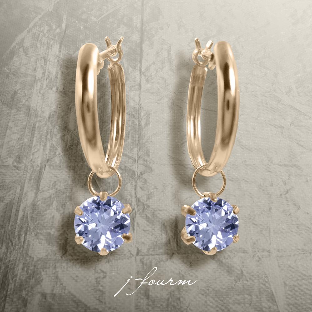 タンザナイト ピアス K10 ピンクゴールド フープ ピアス 5mm スタッド ゴールド 両耳用 10K 送料無料 fourm クリスマス ギフト 母の日 レディース メンズ 男性 女性 ラッピング 包装 袋 誕生日 プレゼント ケース 箱 華