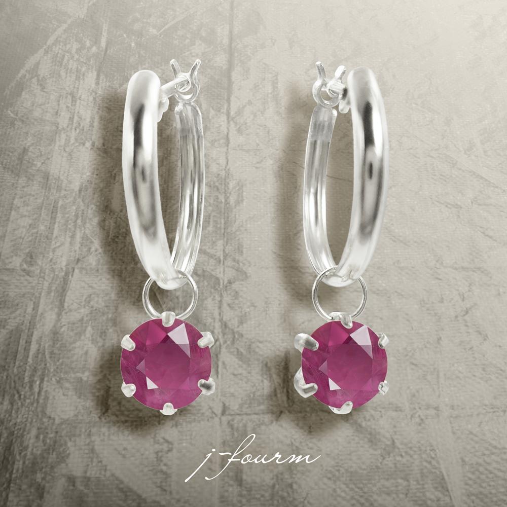 ルビー ピアス プラチナ pt900 フープ ピアス 5mm 両耳用 送料無料 fourm クリスマス ギフト 母の日 レディース メンズ 男性 女性 ラッピン...