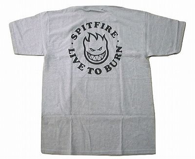 SPITFIRE スピットファイア LIVE TO BURN BIGHEAD Tシャツ 灰x黒 ヘザーグレー