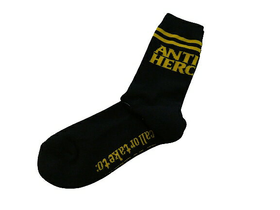 ANTI HERO アンタイヒーロー BLACKHERO IF FOUND SOCKS　BLACK/YELLOW 黒x黄 ブラックxイエロー 1P ソックス