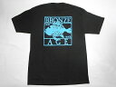 BRONZE AGE ブロンズエイジ ネオンカラーシリーズ スクエア フィッシュ Tシャツ 黒xターコイズブルー