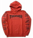 THRASHER スラッシャー MAG LOGO　MULTI-E HOOD マガジンロゴ ダイヤ&ゴート プルオーバーフードスウェット パーカー 赤 レッド