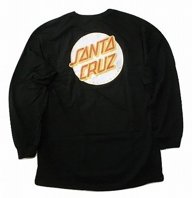 SANTA CRUZ サンタクルーズ OTHER DOT ドットロゴ ロングスリーブ ロンT 黒x黄x赤 ブラック