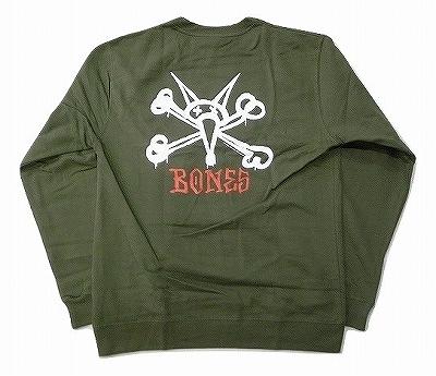 POWELL PERALTA パウエル RAT BONES CREW SWEAT ラットボーン クルーネック スウェット トレーナー ARMY アーミーグリーン 1