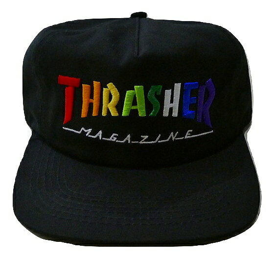THRASHER スラッシャー RAINBOW MAG SNAPBACK CAP レインボーマグロゴ 刺繍 スナップバックキャップ 黒　ブラック
