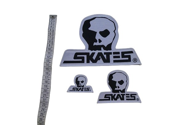 SKULL SKATES　スカルスケーツ ダイカット WOVEN スカルロゴ ワッペン 大 中 小 セット SET 3枚 白 ホワイト