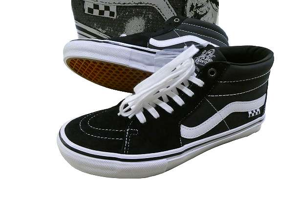 ヴァンズ レザースニーカー メンズ VANS バンズ x JEFF GROSSO SKATE GROSSO MID BLACK/WHITE/EMO LEATHER グロッソ ブラック/ホワイト