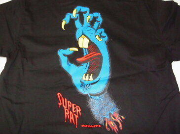 SUPER RAT スーパーラット JIM FILLIPS ジムフィリップス フルカラープリントラット ワークシャツ 黒x青x赤