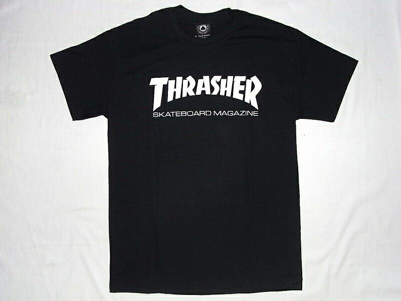 THRASHER スラッシャー　SKATEBOARD MAGAZINE MAG LOGO 定番 スケートボードマガジンロゴ マグロゴ Tシャツ　BLACK/WHITE 黒x白