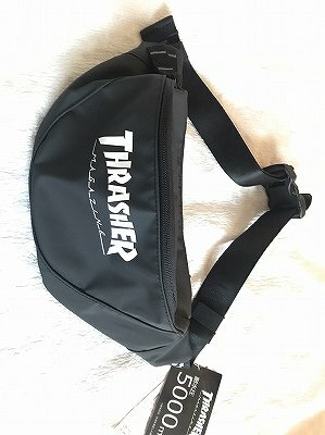 THRASHER スラッシャー THR-121 MAG LOGO マグロゴ PVC WAIST BAG ウエストバッグ ボディーバッグ 黒x白 ブラックxホワイト