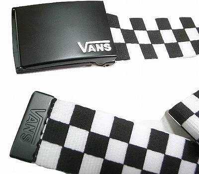 VANS バンズ DEPPSTER 2 WEB BELT クラシックロゴ キャンバス ガチャベルト チェッカー 白x黒