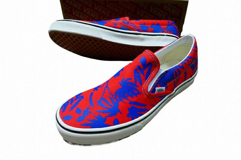 Rakuten - VANS バンズ ARCHIVE MULTI CLASSIC SLIP-ON ボタニカル リーフ スリッポン RED/BLUE レッド/ブルー