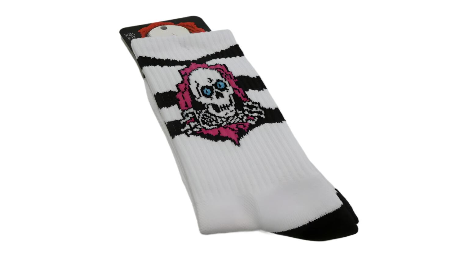 POWELL PERALTA パウエル RIPPER STRIPES リッパー　ストライプ 1P SOCKS ソックス WHITE/BLACK/PINK 白黒ピンク