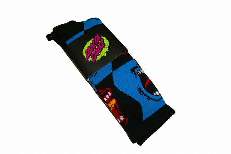 SANTACRUZ サンタクルーズ SNAKE BITE TALL SOCKS スネーク バイト 総柄1P ソックス 黒x白 ブラック