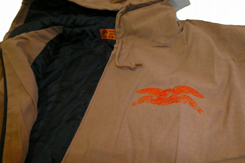 ANTIHERO アンタイヒーロー EMBROIDERED BASIC EAGLE RIPSTOP HOOD JACKET リップストップ 中綿 フーデッド ジャケット BROWN ブラウン