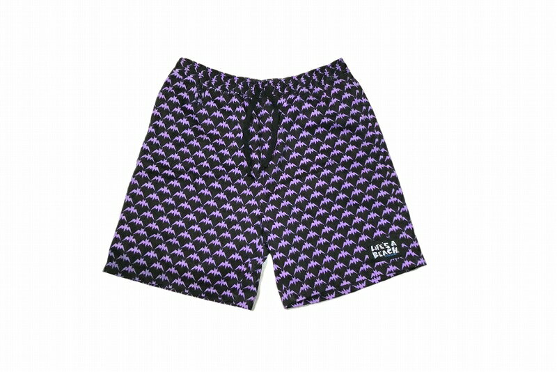 Rakuten - LIFE’S A BEACH ライフズアビーチ BAT SHORTS バット コウモリ 総柄 イージー ショーツ ハーフパンツ BLACK/PURPLE ブラック/パープル