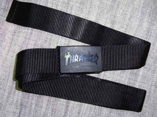 THRASHER スラッシャー FLAME WEB BELT フレイムロゴ ガチャベルト ブラック 黒 フリーサイズ