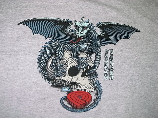 POWELL PERALTA パウエル DRAGON SKULL ドラゴンスカル Tシャツ 灰 ヘザーグレー