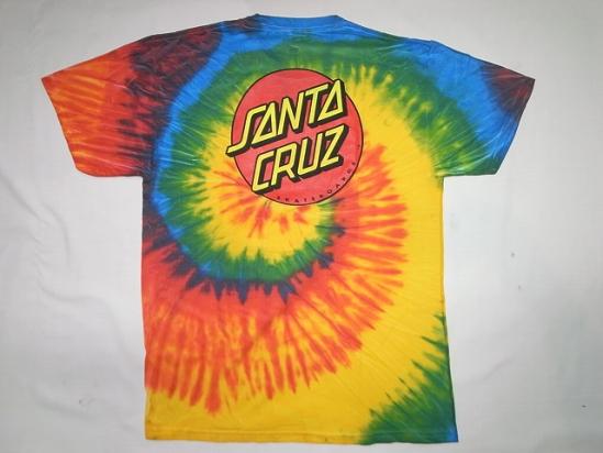 SANTACRUZ　サンタクルーズ　ラスタ レインボー ドットロゴ Tシャツ タイダイカラー