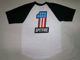 SPITFIRE スピットファイア ＃1 トリコロール ショートスリーブ ラグラン袖Tシャツ 黒x白