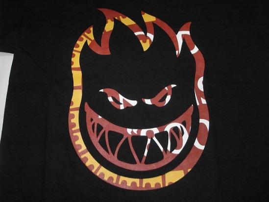 SPITFIRE スピットファイア MALT BIG HEAD モルト ビッグヘッド ロゴ Tシャツ 黒x赤x黄