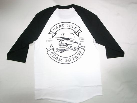 Rakuten - HARDLUCK ハードラック GREAT TIMES リボンロゴ ラグラン七分袖Tシャツ 黒x白