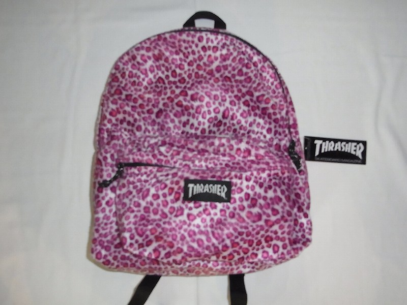 THRASHER スラッシャー　ベロアファー素材　定番型BACKPACK リュック　ピンクアニマル ピンクレオパード豹柄