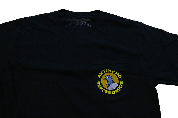 ANTIHERO アンタイヒーロー PIGEON ROUND POCKET ピジョン ラウンド ポケット Tシャツ 黒 ブラック