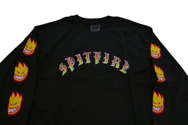 SPITFIRE スピットファイア OLD ENGLISH BIG HEAD FILL ロングスリーブ ロンT 黒赤黄 ブラック