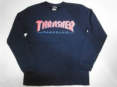THRASHER スラッシャー BAR MAG バーマグロゴプリント ロングスリーブ ロンT 紺 ネイビー