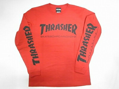 Rakuten - THRASHER スラッシャー MAG マガジンロゴ 袖MAGAZINEロゴプリント ロングスリーブ ロンT 赤x黒 レッド