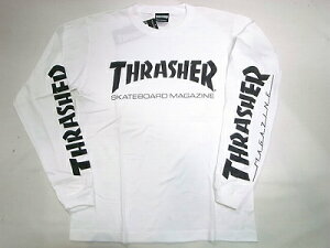 THRASHER スラッシャー MAG マガジンロゴ 袖MAGAZINEロゴプリント ロングスリーブ ロンT 白 ホワイト