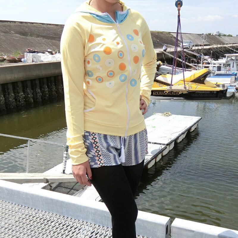 ネコポス送料無料【SALE】レディース ラッシュパーカー フロントファスナー ラッシュガード 女性 ジェットスキー 水上バイク ウエイクボード サーフィン