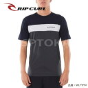 リップカール UNDERLINE PANEL UV TEE ラッシュガード 半袖 メンズ ジェットスキー 黒 M-L WLYYPM