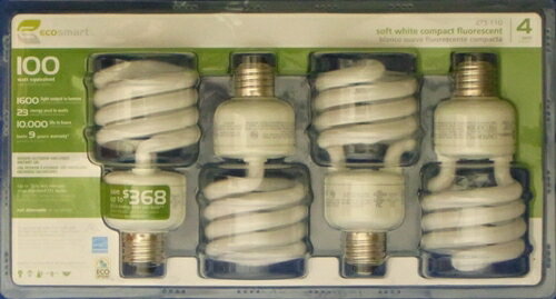 ecosmart 純正 4個入 電球色 100ワット級の明るさ 19ワット（実測値） 100W形 メ ...
