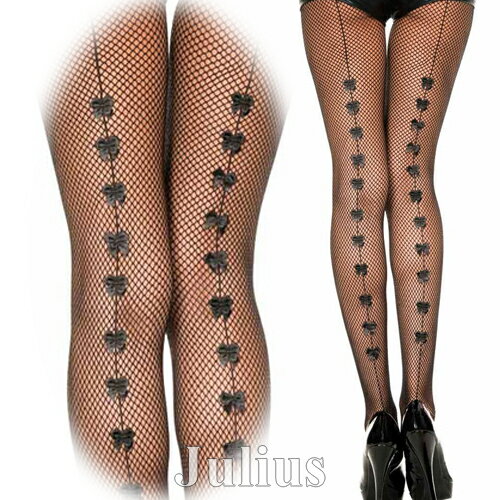 メール便 送料無料■小さなリボン キュート バックシーム デザイン フィッシュネット パンティ ストッキング 網タイツ/JML923【ランジェリー ベビードール...