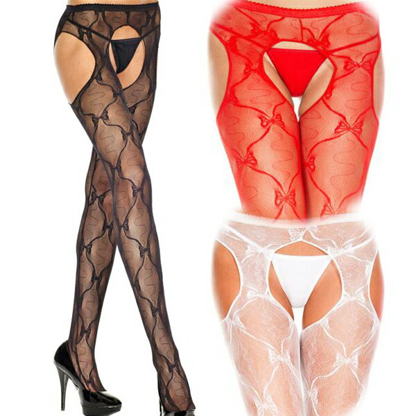 メール便 送料無料■カラー3色 リボンレース サスペンダーストッキング タイツ 網タイツ【ランジェリー 美脚 サイハイ ガーター つま先 舞台 パンスト コスプ...