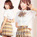 メール便 送料無料■スクール ガール 制服 JK ミニスカート コスプレ衣装 リボンタイ プリーツスカート チェック/イエロー系/hol8540b【即日発送 コ...