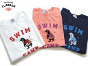 lumber tシャツランバー SWIM CAMP ペンギン半袖Tシャツ 男女兼用 小さ目tシャツ LUMBER 211324 バックパッカーなペンギン