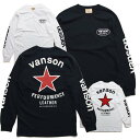 vanson ロングTシャツ 長袖Tシャツ ワンスター メンズロンt バイカー レッドスター 881V169 長袖 かっこいいトップス