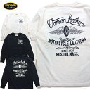 バンソン ロンT vanson メンズ長袖Tシャツ バイカーロンt 880V168 ●ネコポス可●ホイルウイング カットソー 23AW 丈夫なヘビーユース天竺素材 袖リブ付き