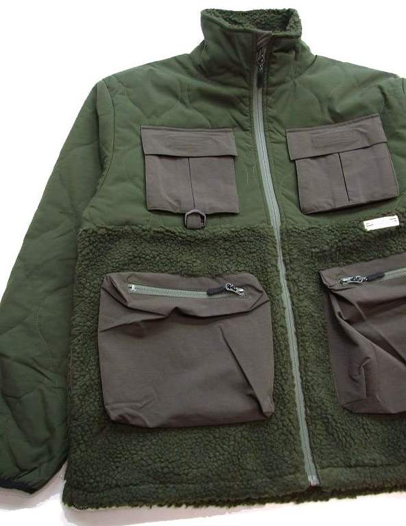 ボアジャケット 832304 アウトドア派必見 ウェーブキルティングとボアジャケット 多ポケット メンズボアジャケット 防寒ジャケット WILDERNESS EXPERIENCE