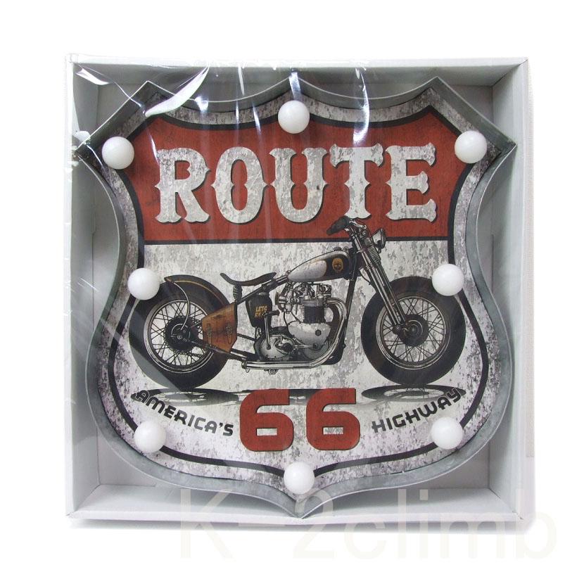 光るサインボード アメリカンクラシック LED Sign ROUTE 66 Motorcycle アメリカン雑貨 壁掛けタイプ　24-320-H