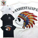 男女兼用 Tシャツ パンディエスタ 大きな刺繍とプリントTシャツ PANDIESTA メンズ 半t パンダがインディアンに扮した可愛大人Tee 523703 カットソー