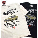 カミナリモータース tシャツ KMT-252 ジャパン 半袖Tシャツ エフ商会 メンズ 昭和の名車 旧車 レトロカーとロゴがお洒落