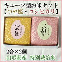 真空キューブ型お米セット2個組【つや姫・コシヒカリ】内祝・お返し・引き出物・ギフト・贈答用　食べ比べセット