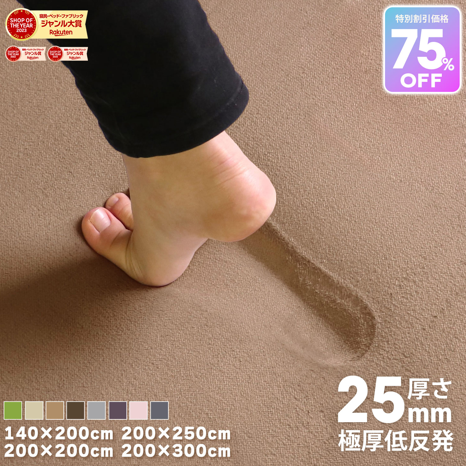 【75%オフ！】 ラグ 低反発 極厚25mm 140×200cm 200×200cm 200×250cm 200×300cm 厚手 滑り止め ラグマット マット カーペット ホットカーペット対応 リビング 秋 冬 おしゃれ 北欧 フリーリー