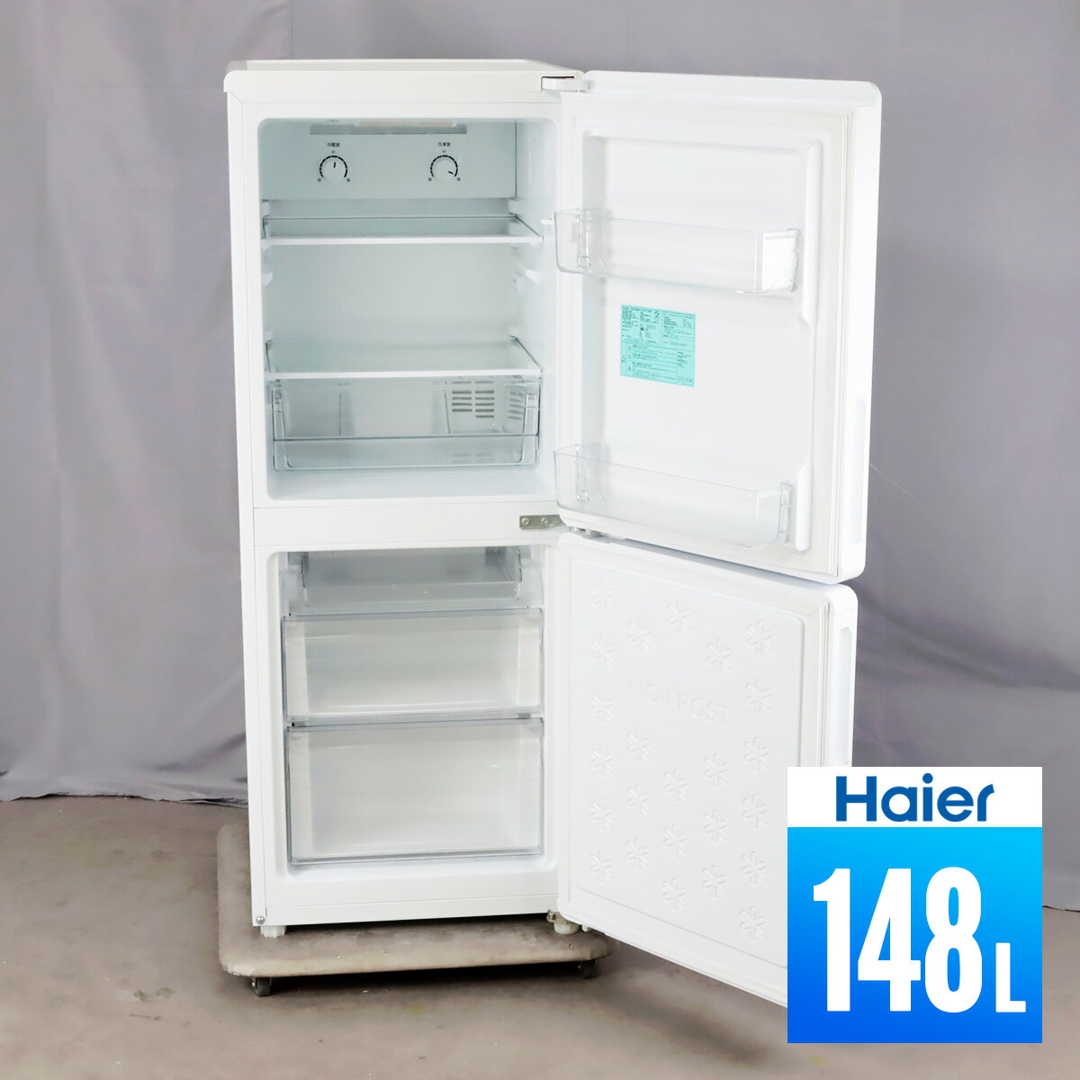 【中古/屋内搬入付】 冷蔵庫 2ドア 148L ファン式 30日保証 Haier JR-NF148A-W 右開き EH5069