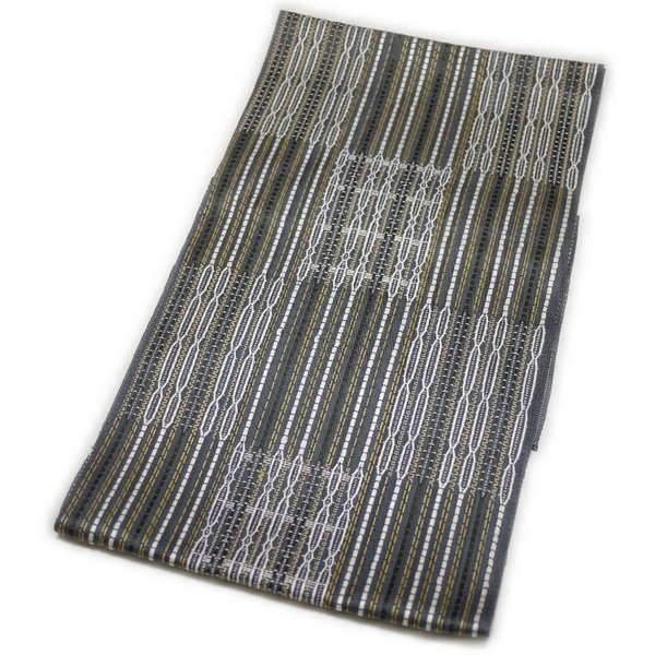 【割引クーポン配布中】なごや帯 正絹 仕立て上がり 八寸 名古屋帯 鎖織 手織袋名古屋帯（グリーン系）